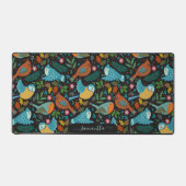 可愛い鳥と花の柄 デスクマット (正面)