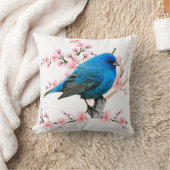 可愛い鳥の藍のさくらんぼ クッション (ブランケット)