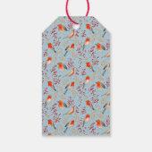可愛い鳥の赤いロビン青いパターンのクリスマスの休日 ギフトタグ (裏面)