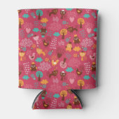 可愛い鳥や猫の柄 缶クーラー (正面)