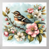 可愛い鳥好きの花 ポスター (正面)