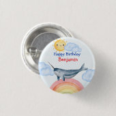 可愛い鳴魚ユニコーン誕生日パーティー 缶バッジ (正面&裏面)
