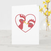 可愛い鶏が大好きハート カード (黄色い花)