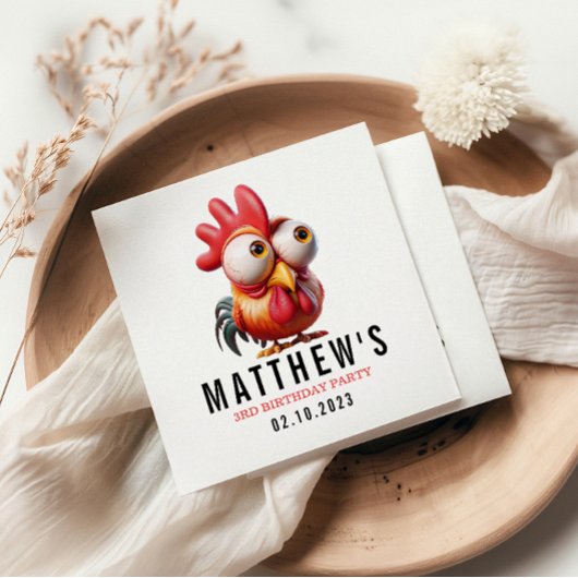 可愛い鶏のキャラチャーズ3rd誕生日パーティー スタンダードカクテルナプキン