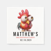 可愛い鶏のキャラチャーズ3rd誕生日パーティー スタンダードカクテルナプキン (正面)