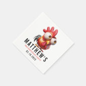 可愛い鶏のキャラチャーズ3rd誕生日パーティー スタンダードカクテルナプキン (角)