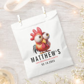 可愛い鶏のキャラチャーズ3rd誕生日パーティー フェイバーバッグ (クリップ留めされた状態)