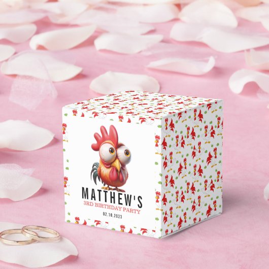 可愛い鶏のキャラチャーズ3rd誕生日パーティー フェイバーボックス (ウェディング)