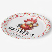 可愛い鶏のキャラチャーズ3rd誕生日パーティー ペーパープレート (アングル)