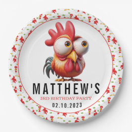 可愛い鶏のキャラチャーズ3rd誕生日パーティー ペーパープレート