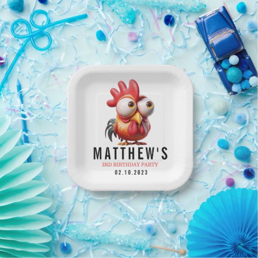 可愛い鶏のキャラチャーズ3rd誕生日パーティー ペーパープレート (パーティー)