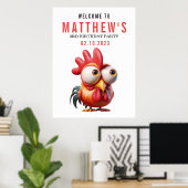 可愛い鶏のキャラチャーズ3rd誕生日パーティー ポスター (ホームオフィス)