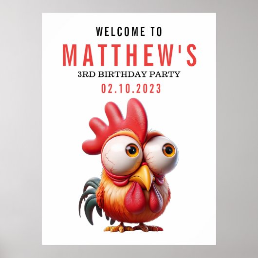 可愛い鶏のキャラチャーズ3rd誕生日パーティー ポスター (正面)