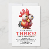 可愛い鶏のキャラチャーズ3rd誕生日パーティー 招待状 (正面)