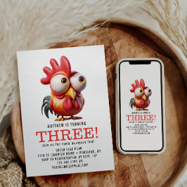 可愛い鶏のキャラチャーズ3rd誕生日パーティー 招待状