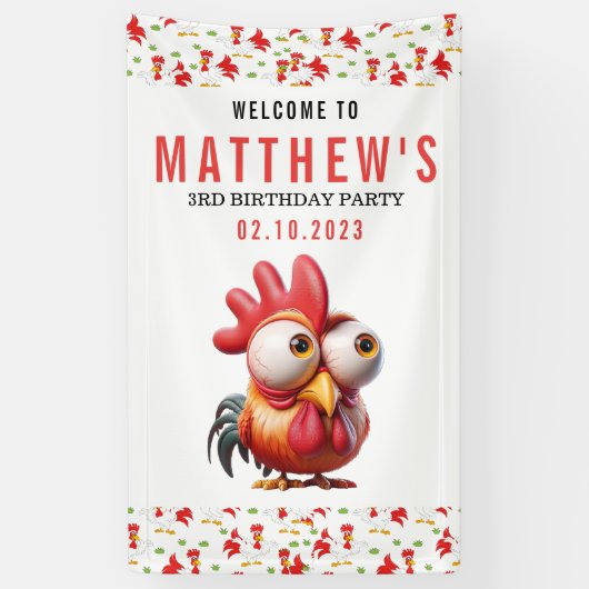 可愛い鶏のキャラチャーズ3rd誕生日パーティー 横断幕 (縦)
