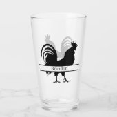 可愛い鶏の恋人が名前をガラスに加える タンブラーグラス (裏面)
