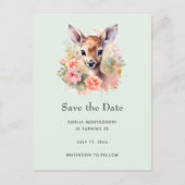 可愛い鹿に囲まれたバラが保存期限 案内ポストカード (正面)