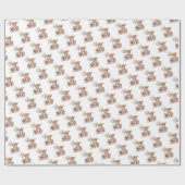 可愛い鹿のギフトボックス驚きハッピーバースデー ラッピングペーパー (フラット)