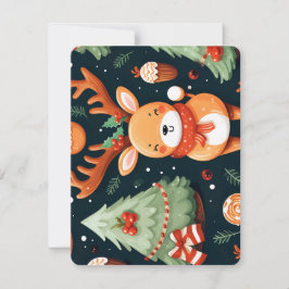 可愛い鹿のシームレスパターン シーズンカード