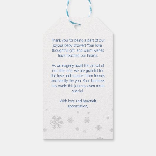 可愛い鹿の冬の男の子の赤ん感謝していだシャワーあなたが好き ギフトタグ (裏面)