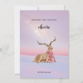 可愛い鹿の冬の雪の砂丘メリークリスマス シーズンカード (正面)