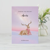 可愛い鹿の冬の雪の砂丘メリークリスマス シーズンカード (スタンド正面)