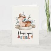 可愛い鹿の花、私はあなたのグリーティングカードが大好き カード (正面)