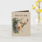 可愛い鹿の追加文字 カード (黄色い花)