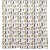 可愛い鹿バックブルエルクハンドドロー動物アート シャワーカーテン (正面)