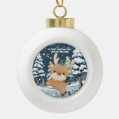 可愛い鹿パーソナライズされたベビー初 セラミックボールオーナメント (正面)