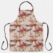 可愛い鹿（赤弓） | ピンクのクリスマス エプロン (正面)