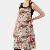 可愛い鹿（赤弓） | ピンクのクリスマス エプロン (インサイチュ)