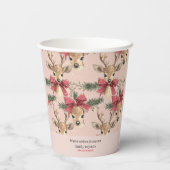 可愛い鹿（赤弓） | ピンクのクリスマス 紙コップ (裏面)