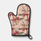 可愛い鹿（赤弓） | ピンクのクリスマス 鍋つかみ (正面)