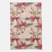 可愛い鹿(赤弓) | 赤いクリスマス キッチンタオル (縦)