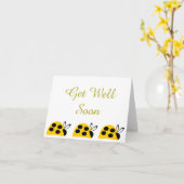 可愛い黄色いテントウムシ カード (黄色い花)