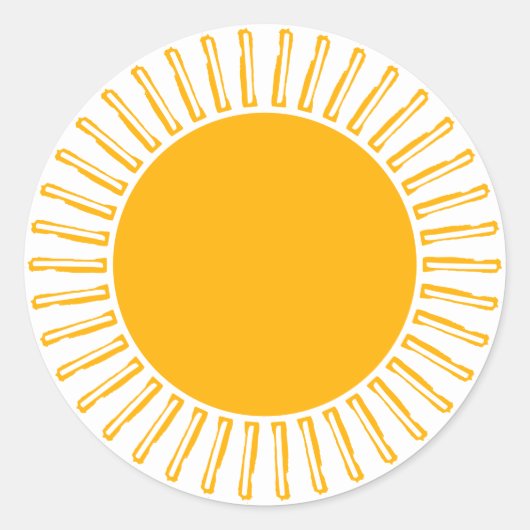 可愛い黄色い空白の太陽モダン光の幸せおもしろい ラウンドシール (正面)