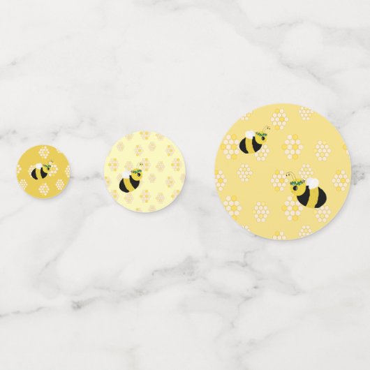 可愛い黄色のでこぼこ蜂とハニカムベイビーシャワー コンフェッティ (正面)