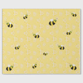 可愛い黄色のでこぼこ蜂とハニカムベイビーシャワー ラッピングペーパー (フラット)