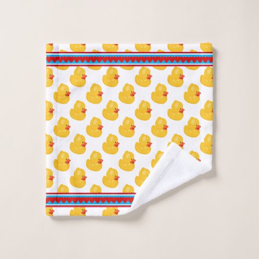 可愛い黄色のベビーアヒルと母アヒルの子供 バスタオルセット (ウォッシュタオル)