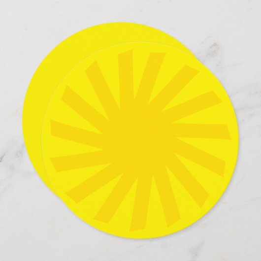 可愛い黄色の太陽の明るいおもしろいモダン陽気カード 招待状 (正面/裏面)