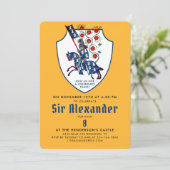 可愛い黄色の青の中年騎士の花 招待状 (スタンド正面)