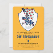 可愛い黄色の青の中年騎士の花 招待状 (正面)