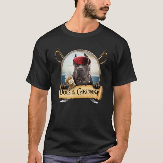 可愛い黒いカリブの杖のコルソの犬 Tシャツ (正面)