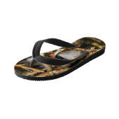 可愛い黒いキャップの《鳥》アメリカゴガラの木 キッズビーチサンダル (アングル)