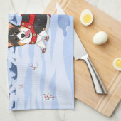 可愛い黒いコルギクリスマストナカイの衣装 キッチンタオル (四つ折り)