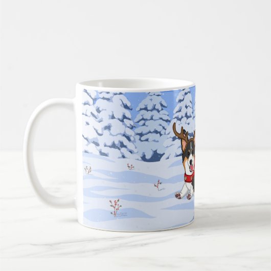 可愛い黒いコルギクリスマストナカイの衣装 コーヒーマグカップ (左)