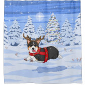 可愛い黒いコルギクリスマストナカイの衣装 シャワーカーテン (正面)