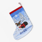 可愛い黒いコルギクリスマストナカイの衣装 スモールクリスマスストッキング (裏面 (吊り時))